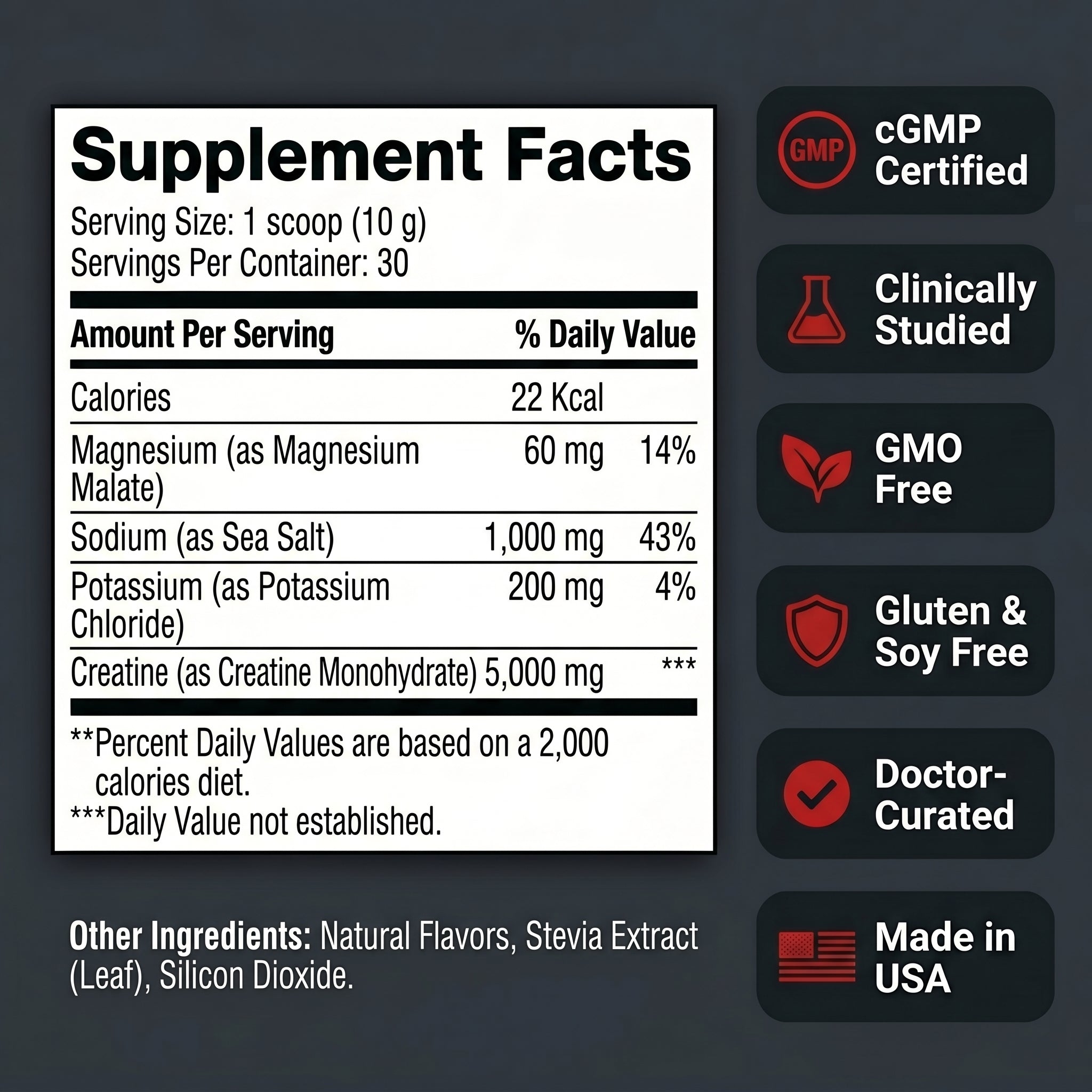 EPIC-C+ supplement facts panel with trust badges