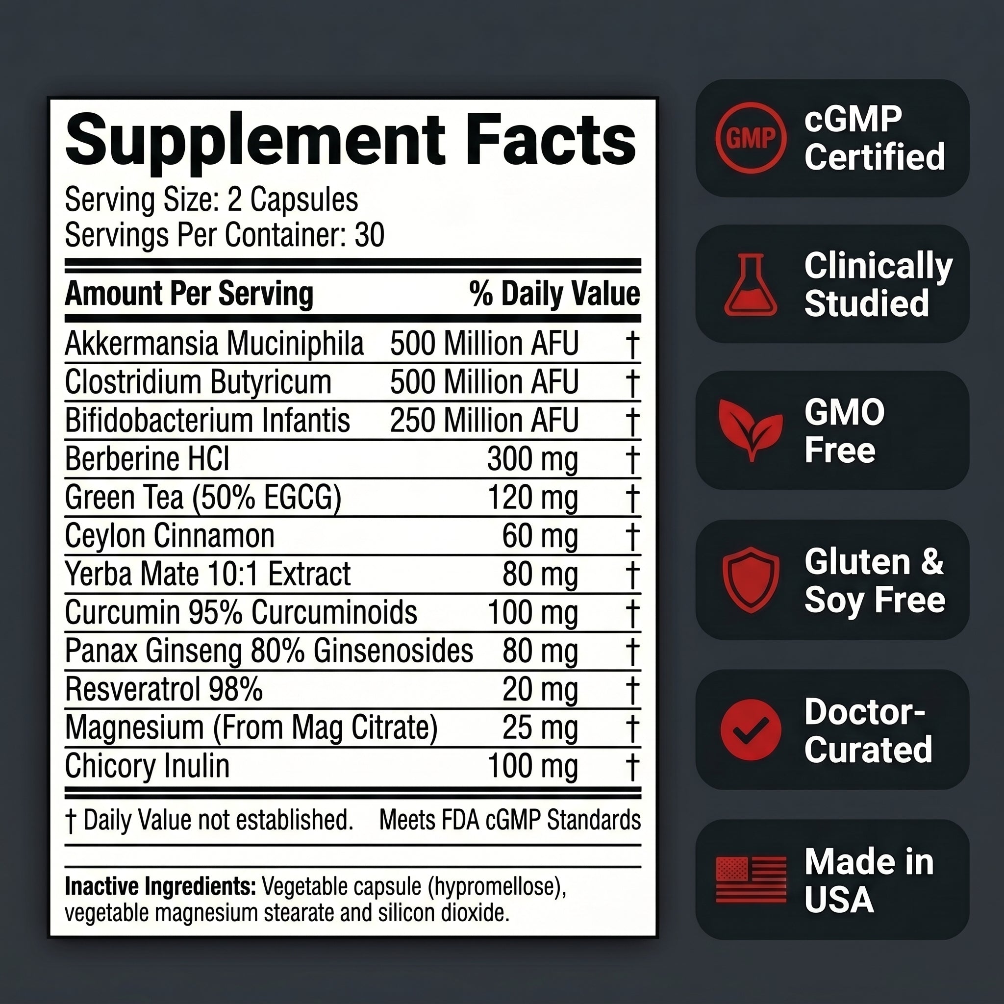 EPIC-G7 supplement facts panel with trust badges