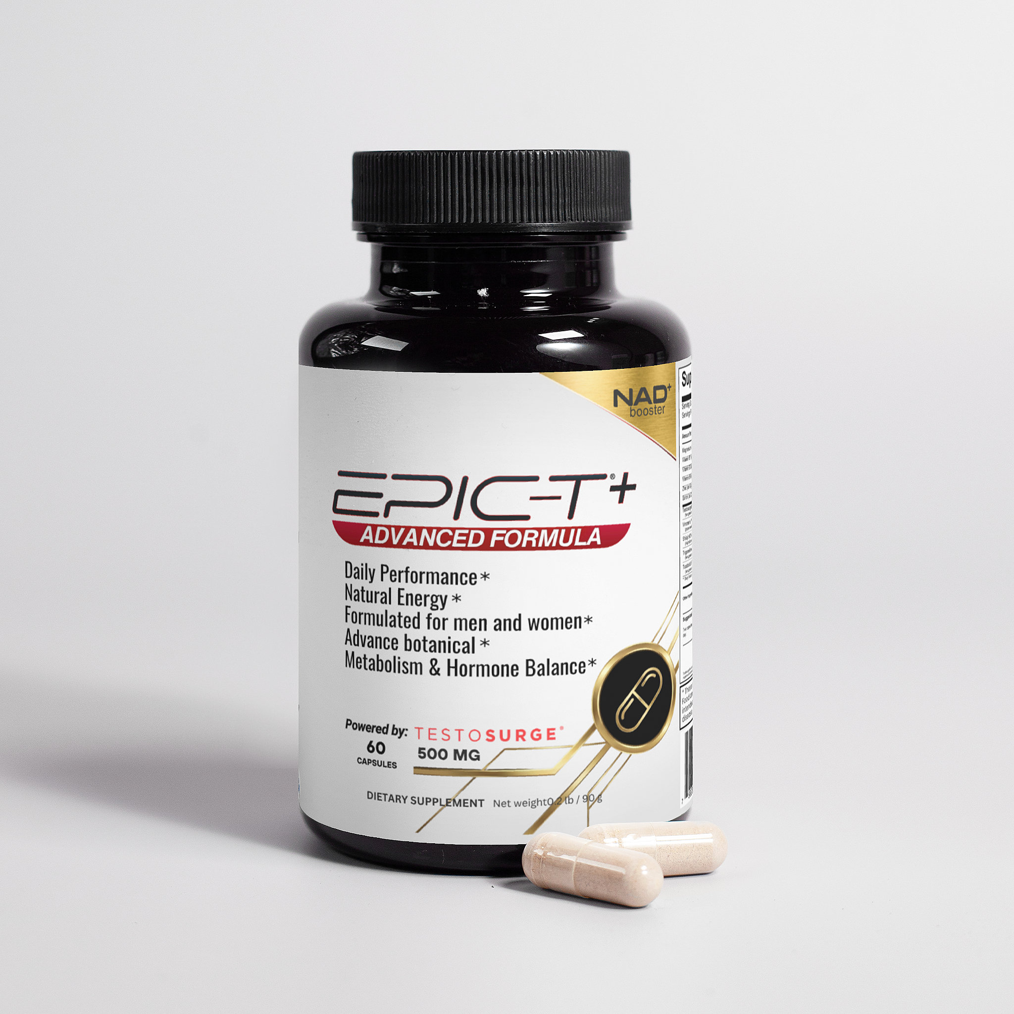 EPIC-T+ bottle with capsules